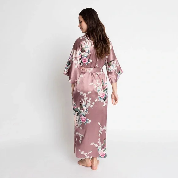 Kim + Ono PEACOCK & BLOSSOMS LONG KIMONO ROBE - Picture 2 of 5